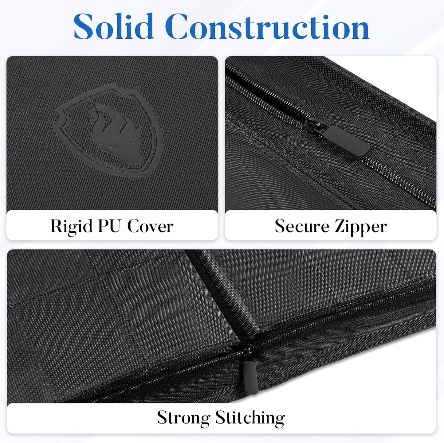 Premium Zip Card Binder 12 Pocket, Fabmaker 912 Pockets Trading Card Binder, PU Zipper Card Collection Album, Sturdy Side-Loading Card Book Holder for MTG, TCG, Game Cards, Sports Cards, Pink
