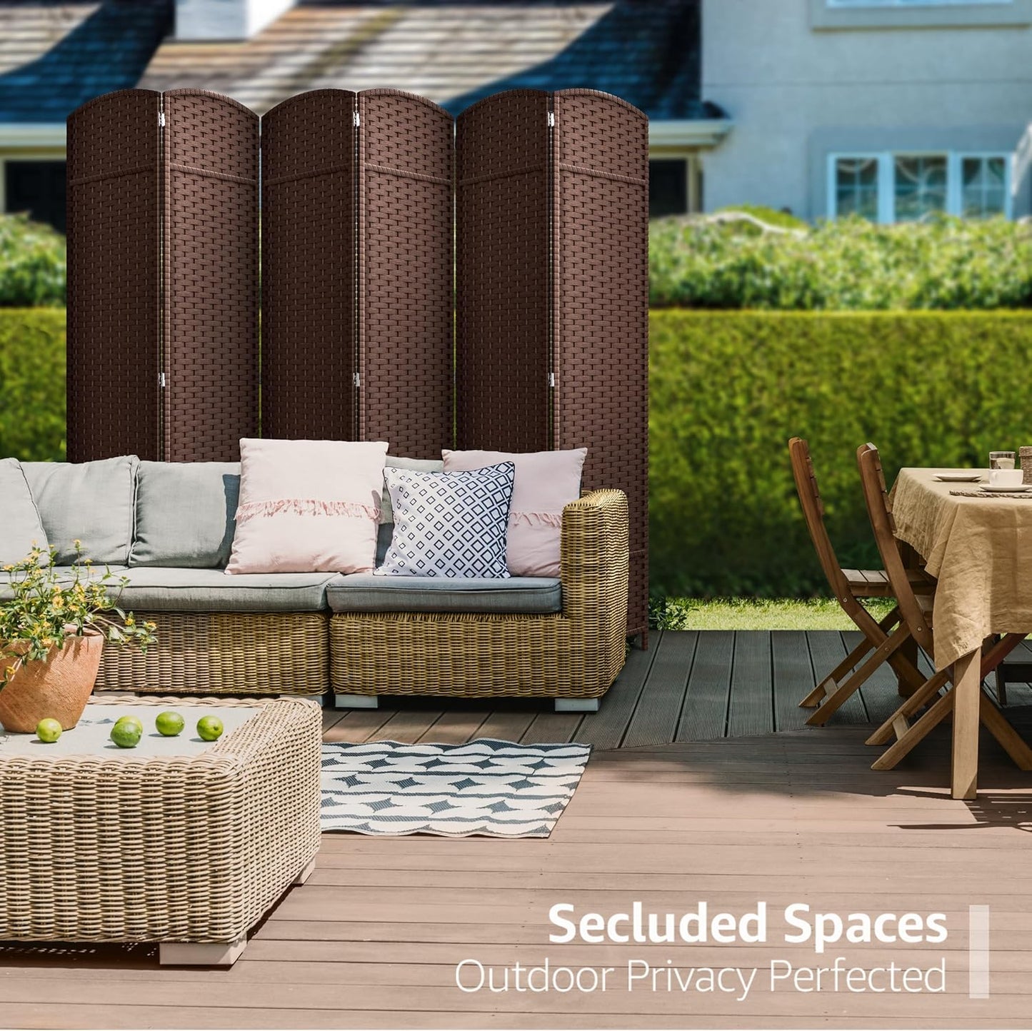 Sorbus 6 Panel Room Divider 6 ft. Tall - Privacy Screen, Extra Wide Double Hinged Panels, Mesh Hand-Woven Design, Partition Room Dividers and Folding Privacy Screens, Wall Divider for Room Separation