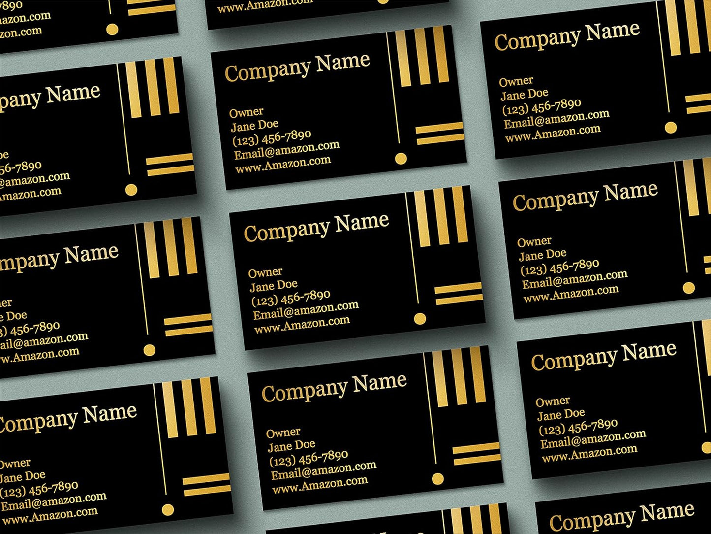 Personalized Black Business Cards 100 Pack - 3.5" x 2" Cards - 14 PT Thick - Unique Shiny Gold Foil - Made in the U.S.A. (Gold Concept)
