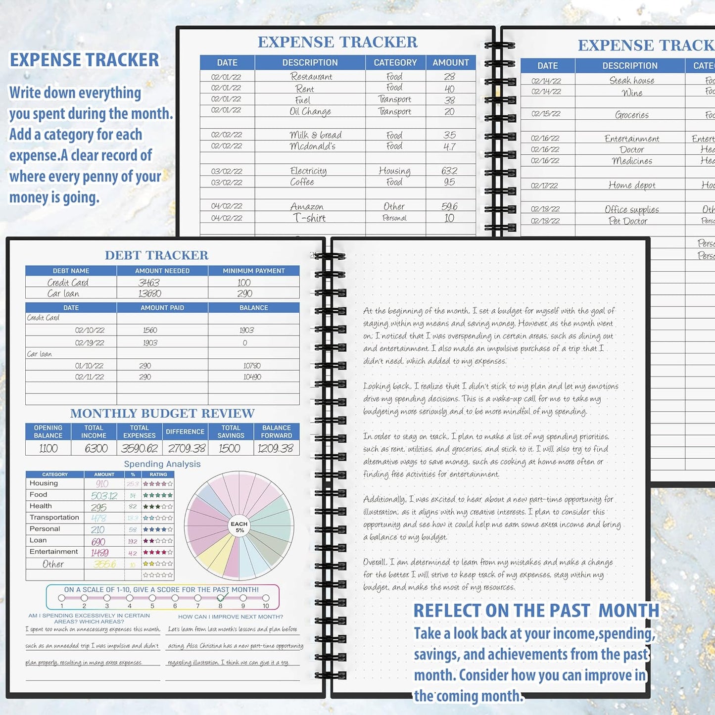 Budget Planner - Monthly Finance Organizer with Expense Tracker Notebook to Manage Your Money Effectively, Undated Finance Planner/Account Book, Start Anytimem,A5(8.6x5.9 inchs),100gsm Paper - Silvery