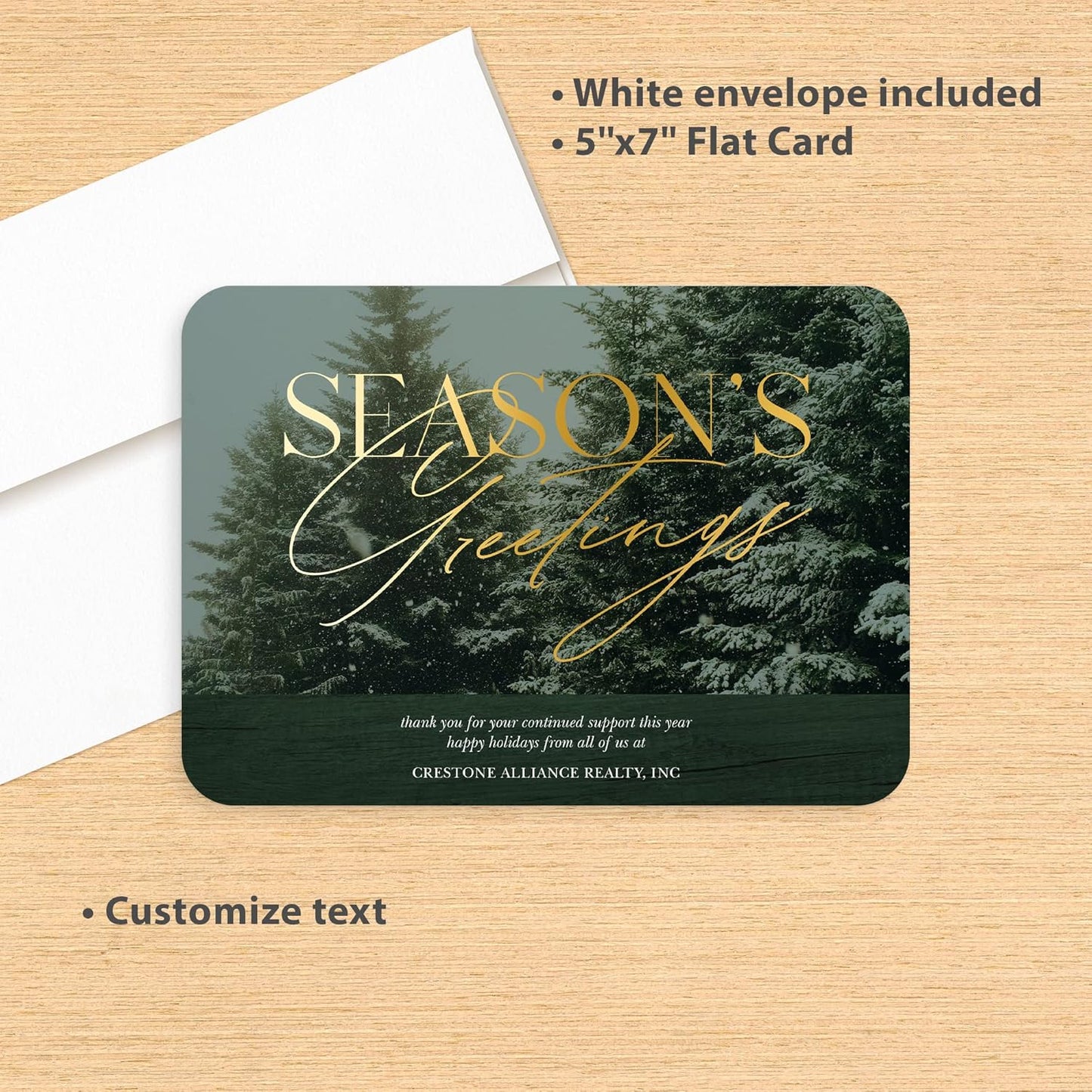 Let's Make Memories Personalized Business Christmas Cards with Envelopes - Premium Quality - 5x7-2025 Holiday Cards & White Envelopes - Snowy Pines - 25 ct