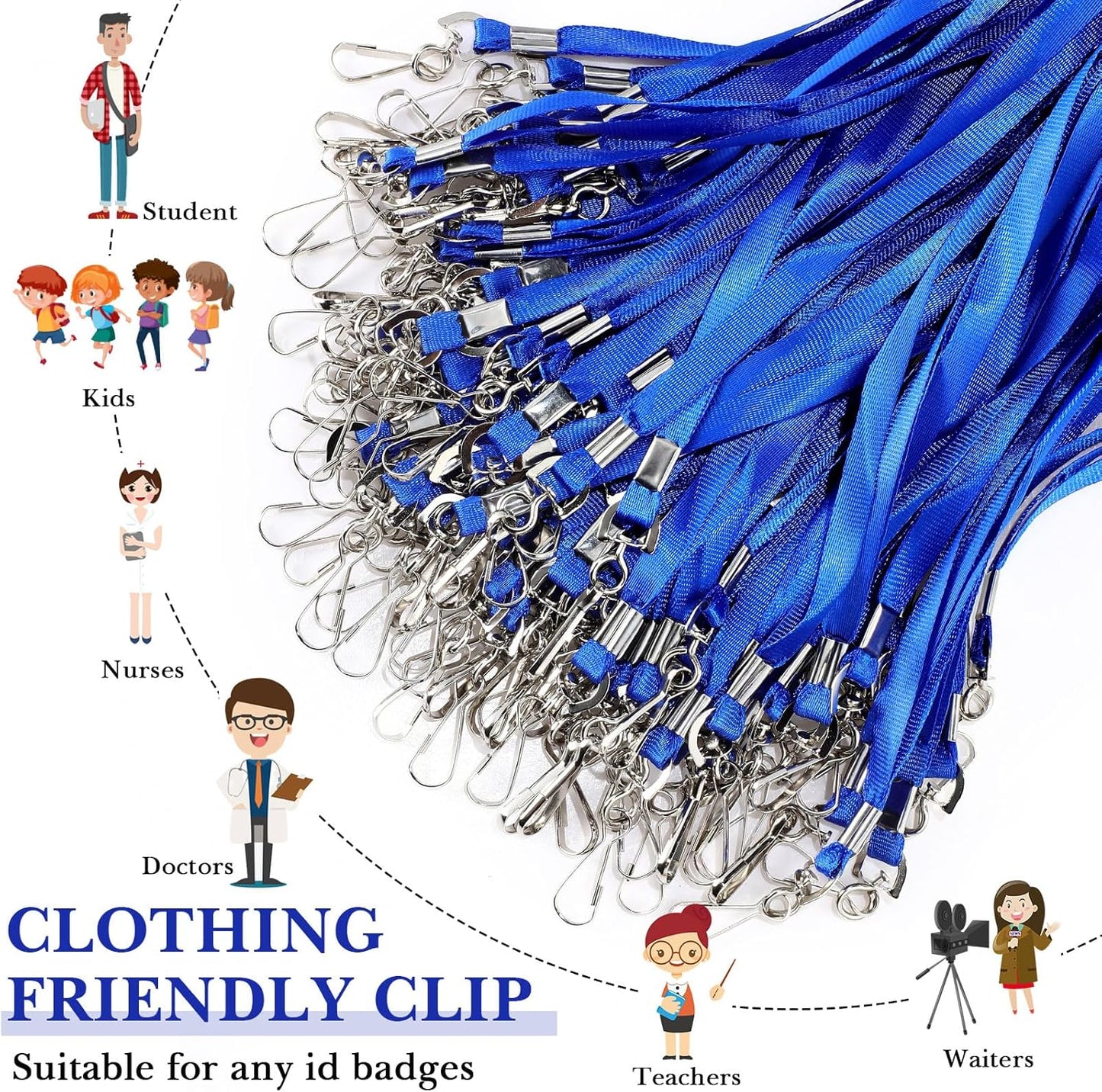 Epakh 200 Pcs Lanyards for ID Name Badge Holder Neck Lanyard Flat with Clips Neck Straps for Office School Nurse
