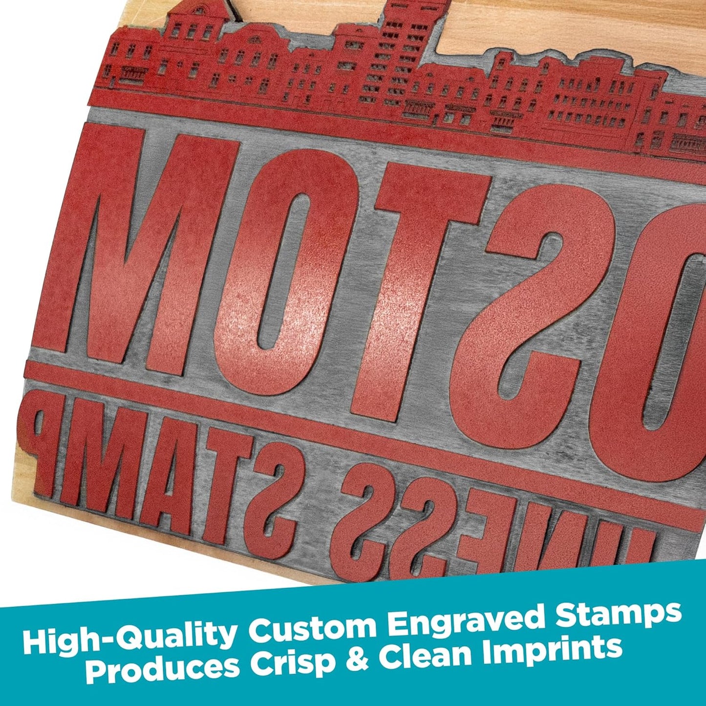 Custom Logo Hand Stamp - Personalized Wood Rubber Stamp - Upload Your Own Image (1"x8")