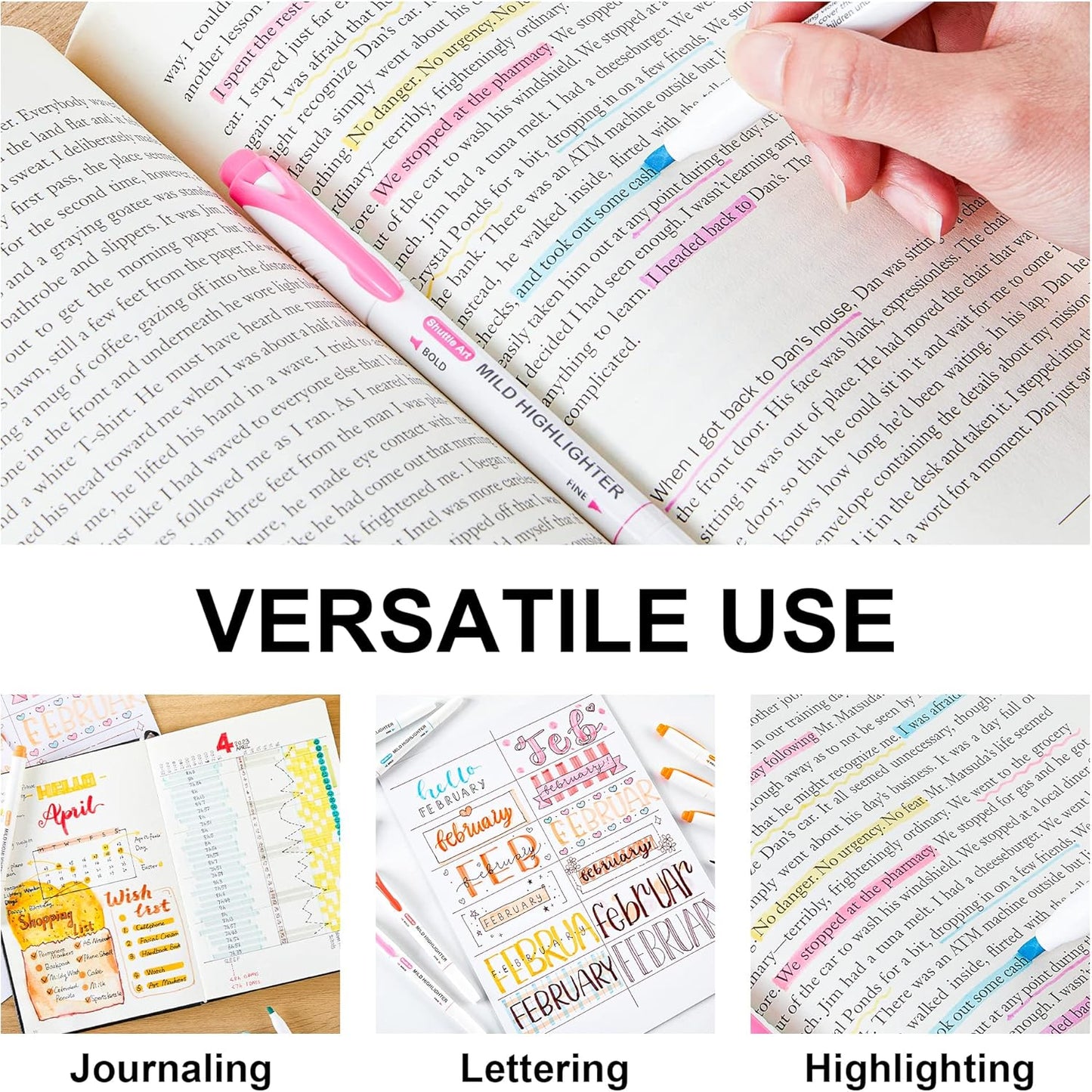 Shuttle Art 30 Colors Highlighters, Pastel Highlighter Pens Assorted Colors, Dual Tip Mild Color Highlighter Markers, Perfect for Teens, Kids and Adults Coloring, Underlining, Highlighting