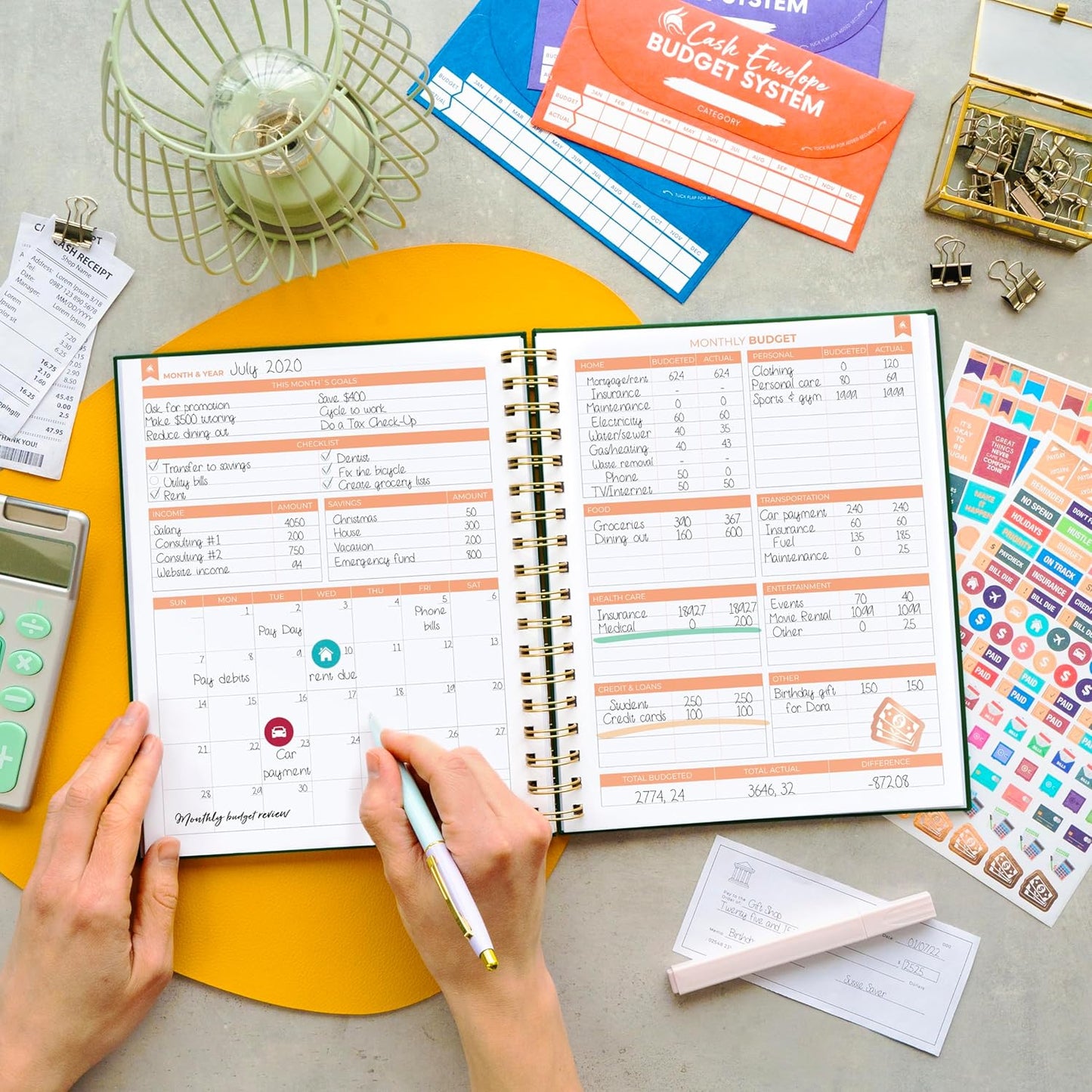 Clever Fox Budget Planner – Coiled Finance Book, Monthly Financial Journal, Budgeting Organizer & Expense Tracker Notebook, 8.5x9.5″ (Dark Green)