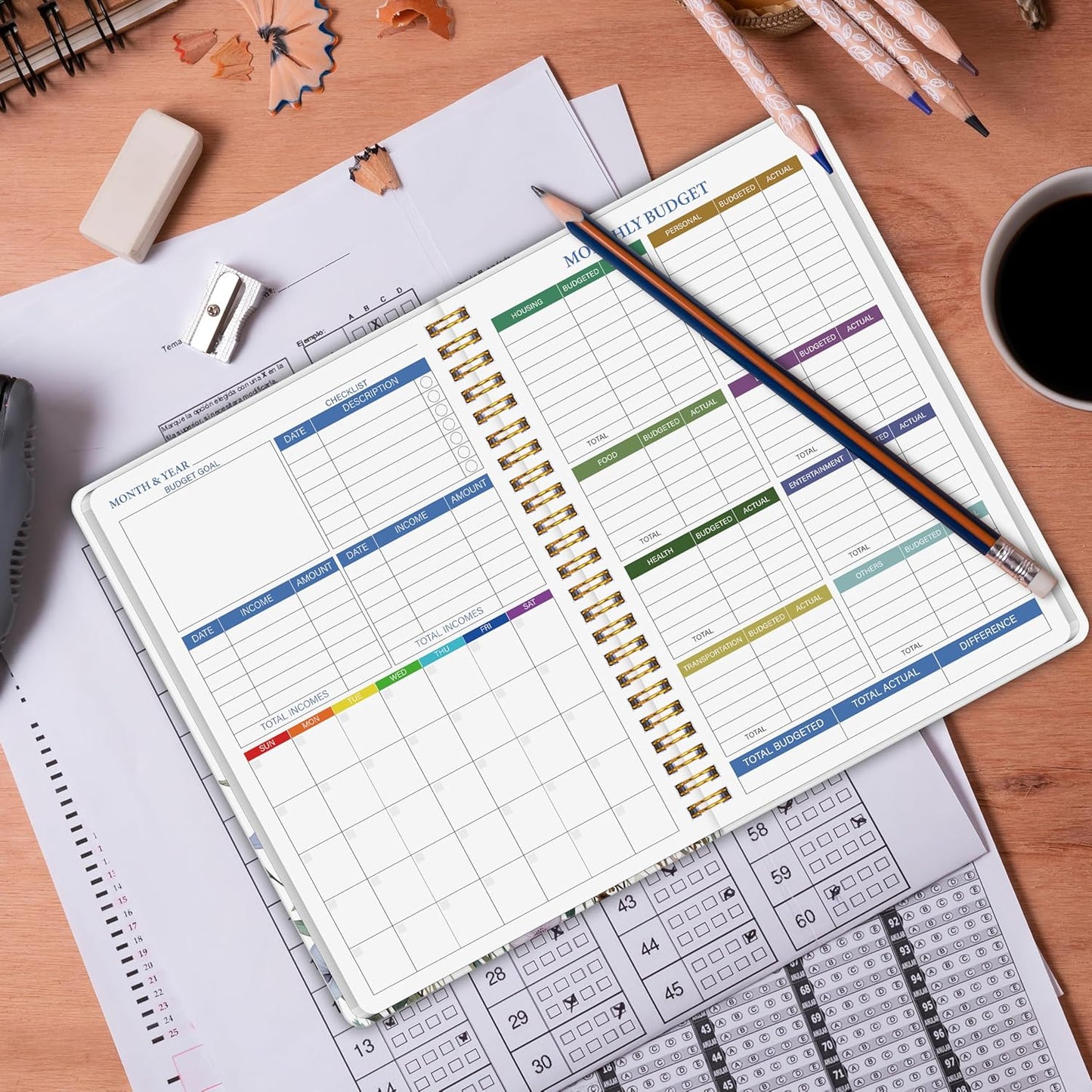 Monthly Budget Planner - 14 Months Hardcover Undated Financial Planner Organizer Budget Book with Expense and Debt Tracker Notebook to Manage Your Money Effectively, Bill Organizer