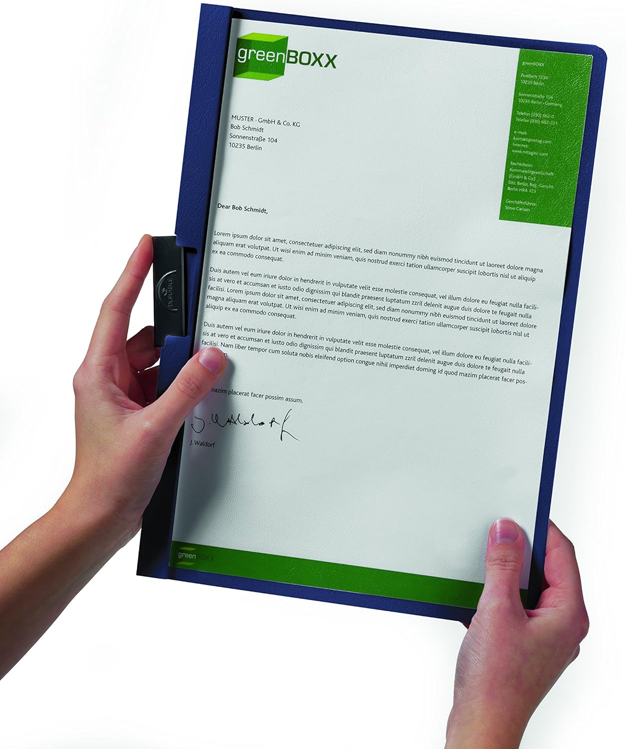 Durable Report Cover with DURACLIP Letter-Size 8.5" x 11" Inches - Holds Up to 30 Pages - Clear Cover and Dark Blue Border - Box of 25