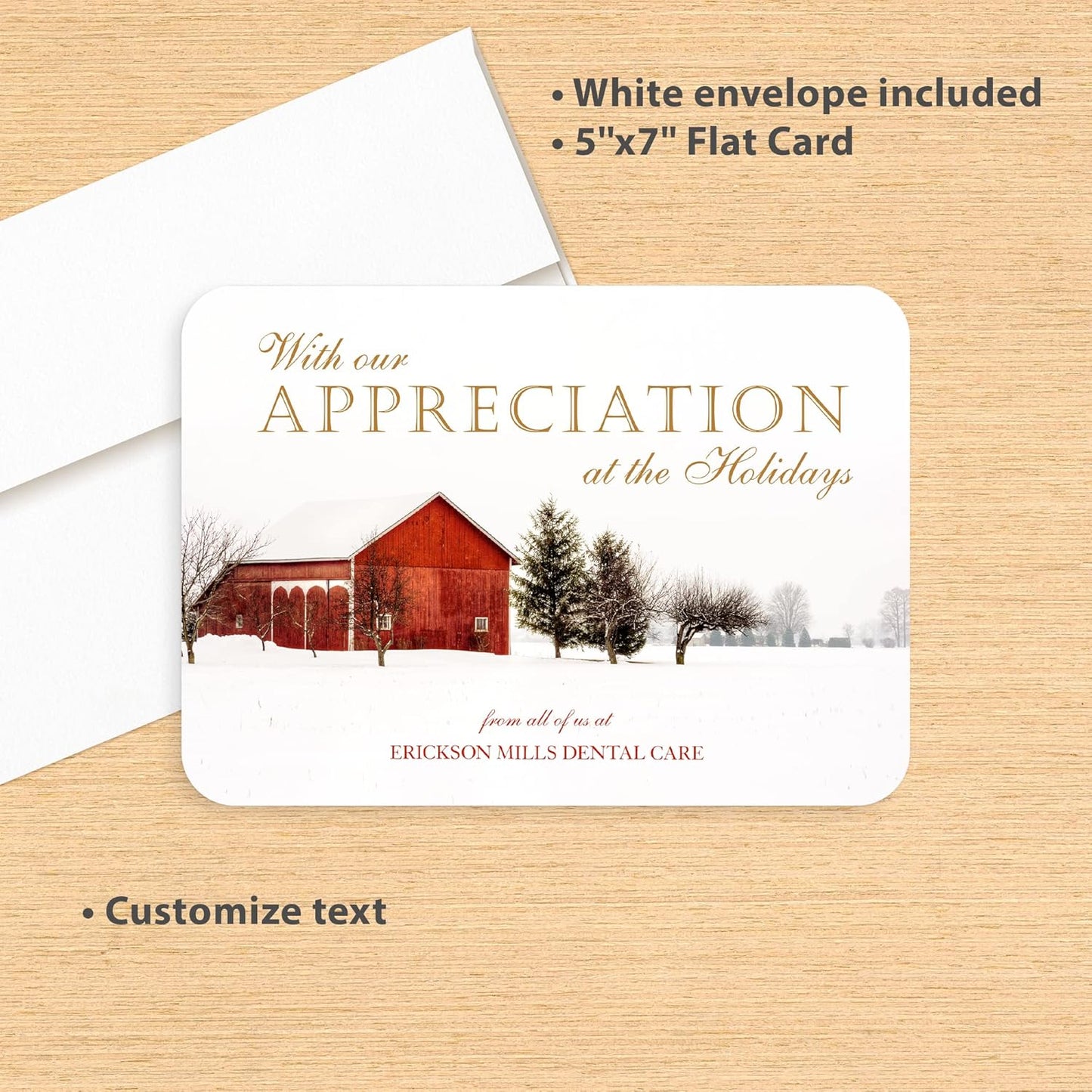 Let's Make Memories Personalized Business Christmas Cards with Envelopes - Premium Quality - 5x7-2025 Holiday Cards & White Envelopes - Country Escape - 200 ct