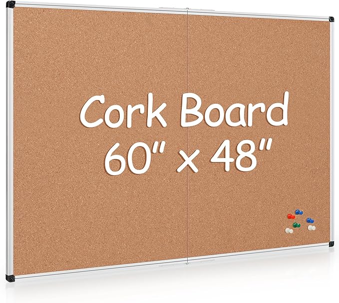 Extra Large Cork Bulletin Board 60" X 48", Foldable Notice Pin Board by Justdowhatyouwanttodo