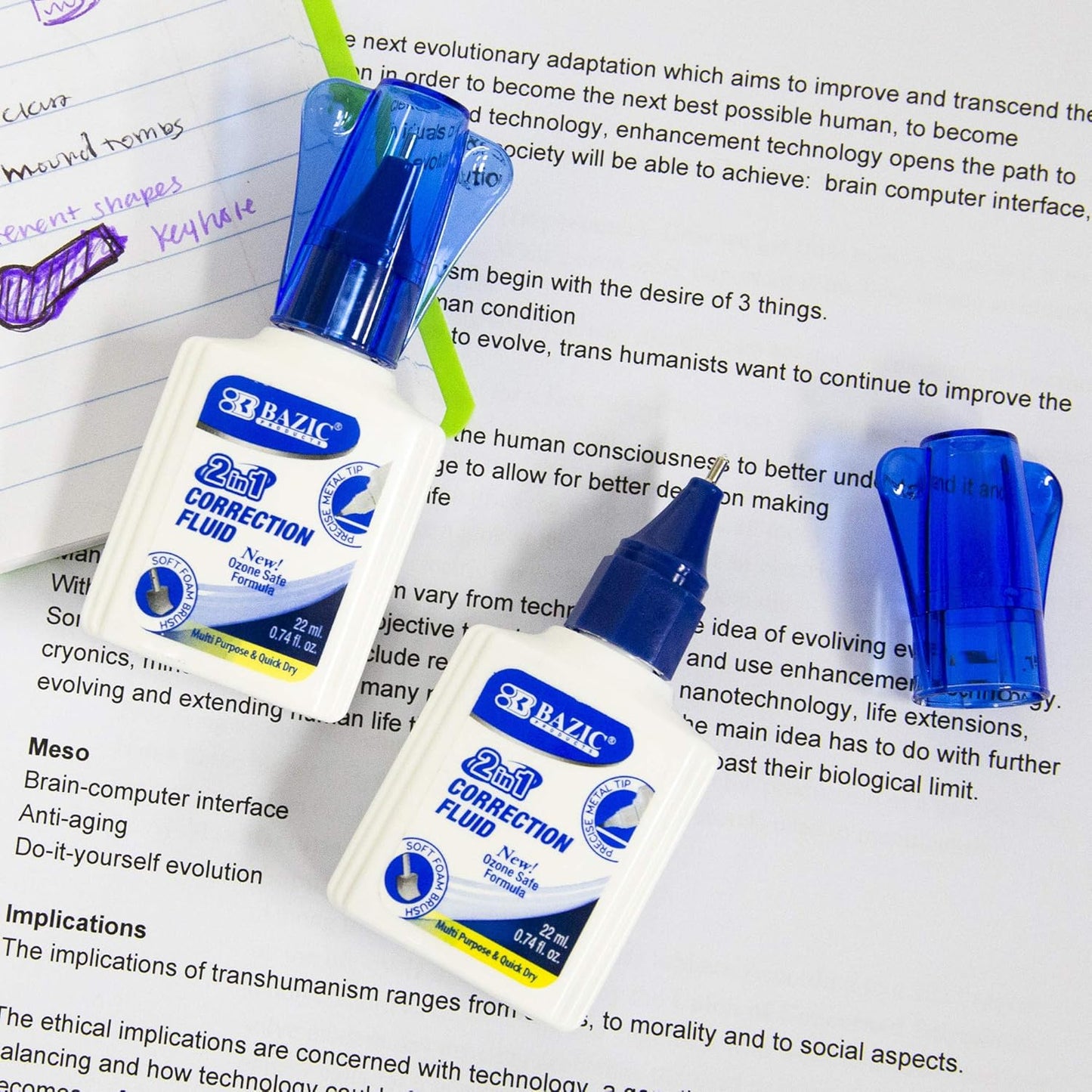 BAZIC 22ml 2 in 1 Correction w/Foam Brush Applicator & Pen Tip