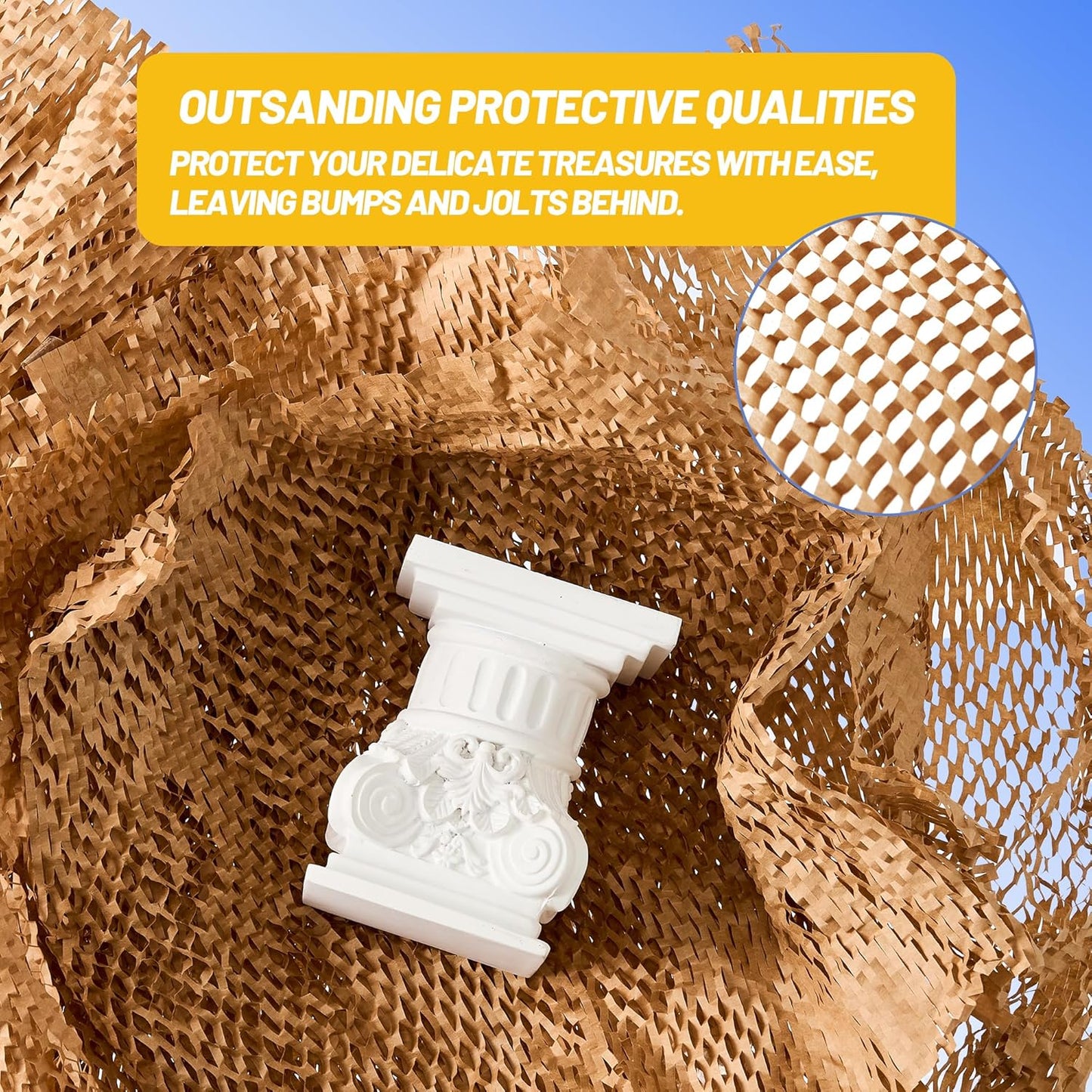 Honeycomb Packing Paper 12"Wx400'L-Bubble Wrap Substitute Alternative for Shipping, Moving Supplies, Small Business Packaging, Packing Boxes & Gifts Wrapping Paper with 20 Fragile Stickers