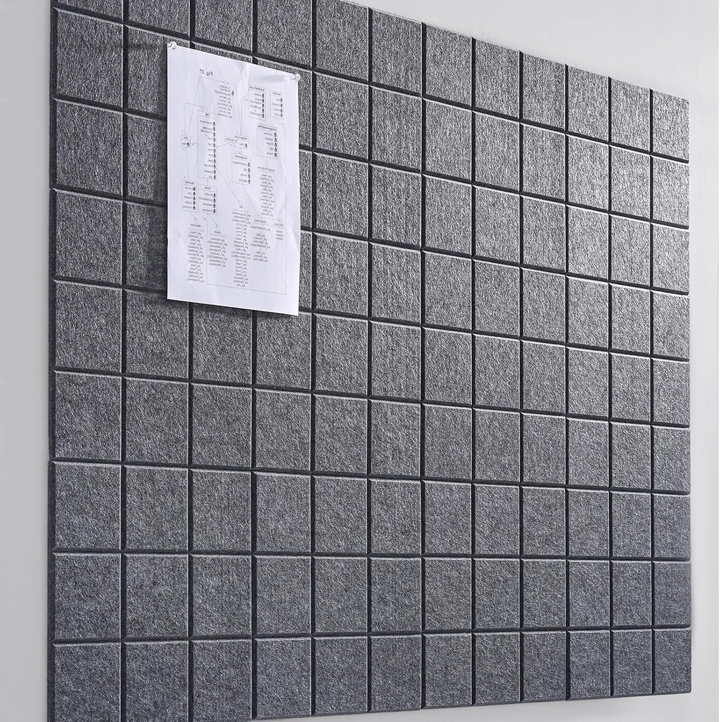 Large Cork Board for Wall 48" X 36", 12 Pack Felt Wall Tiles Bulletin Board Cork Boards for Walls, Felt Board Pin Board Tack Board Corkboard for Office (Drak Grey)