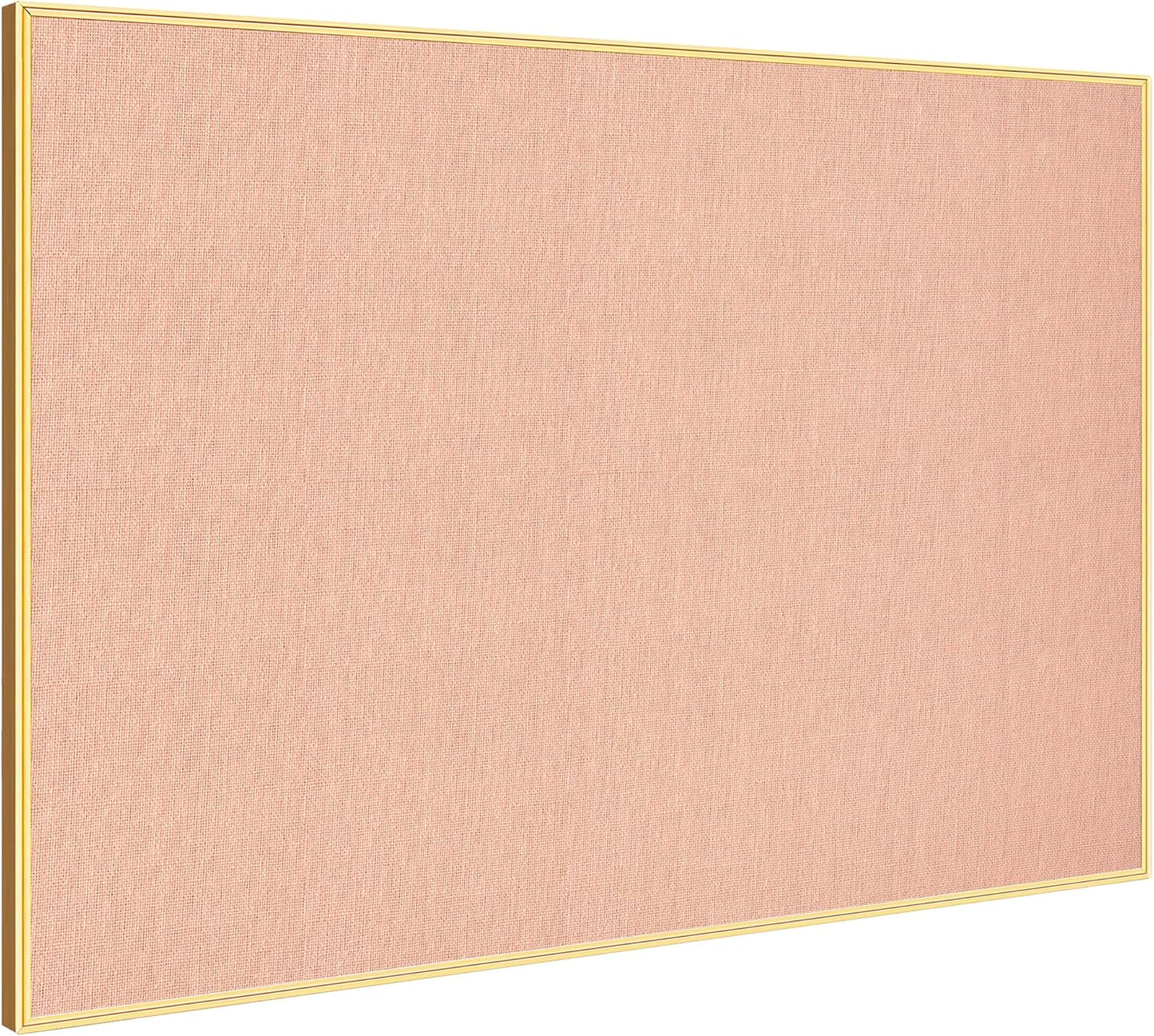 Bulletin Board 23.6 x 17.7 inches, Blush Coral Pin Board, Golden Aluminum Framed Fabric Cork Board with 10 Push Pins
