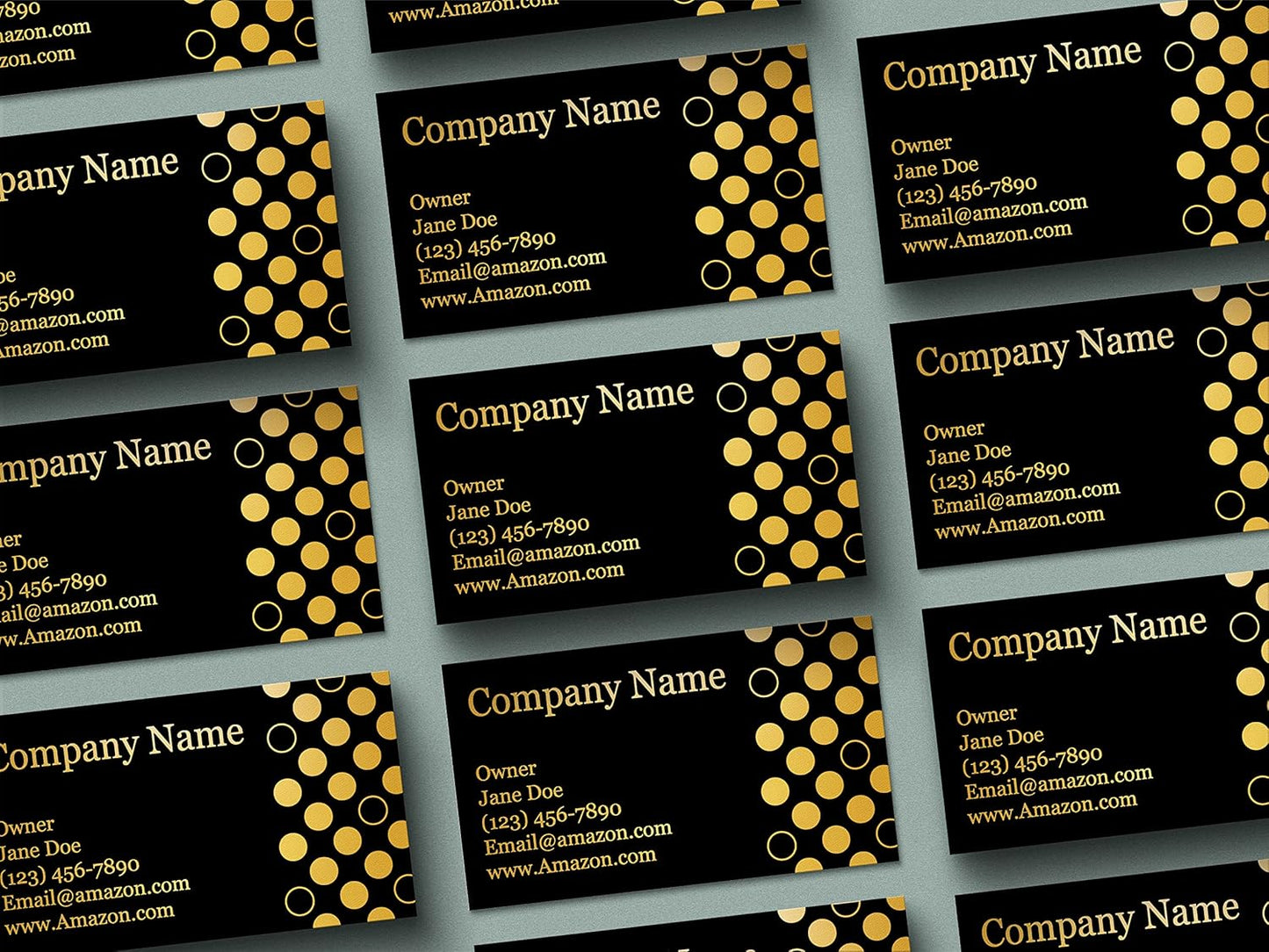 DISCOUNTCARDSTOCK.COM Personalized Gold Polka Dots Business Cards, 100 Pack, 3.5" x 2", 14 PT Thick, Made in USA