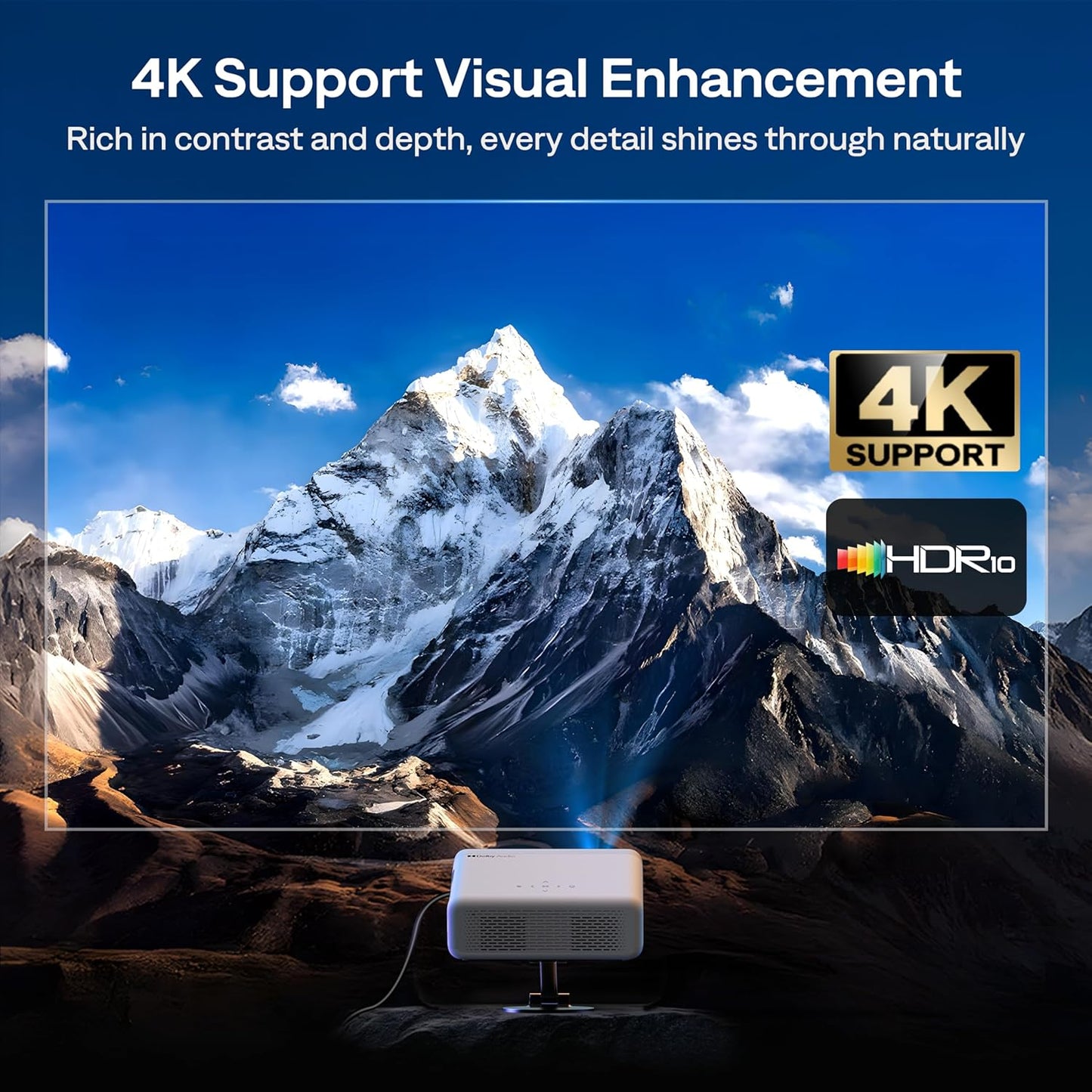 Aurzen EAZZE D1G 4K Supported Google TV Smart Projector with WiFi & Bluetooth, Auto Focus & Keystone, Dolby Audio, Zoom, Movie, Portable Mini Projector for Home & Outdoor Use