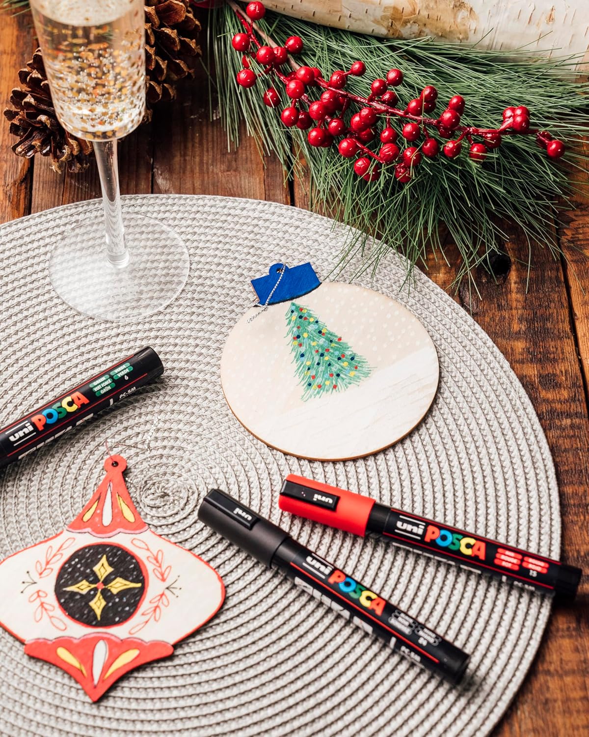 Posca Exclusive Holiday Paint Markers Gift Set of 62 with Carrying Case, Great for Children and Adults, Includes 350, 1MR, 1M, 3M, 5M, 7M, 8K, & 17K