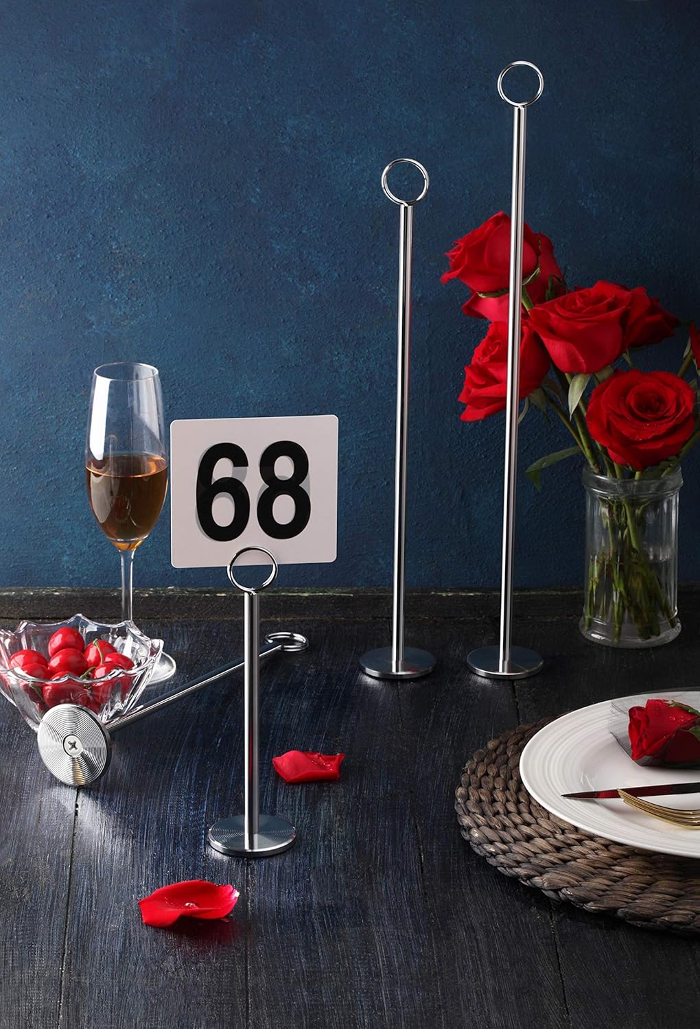 New Star Foodservice 27716 Ring-Clip Table Number Holder/Number Stand/Place Card Holder, 12-Inch, Set of 12, Black Finish