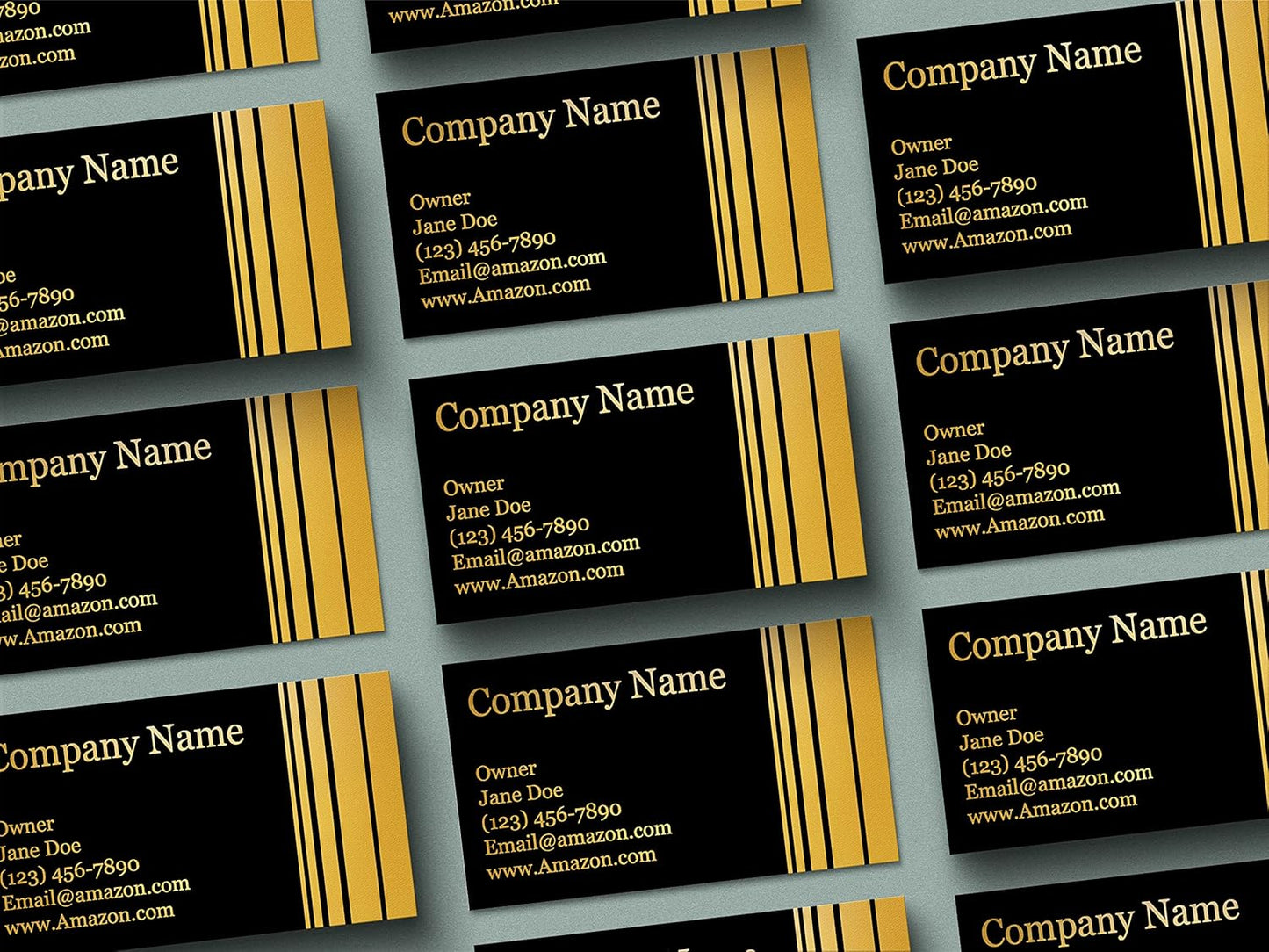 Personalized Gold Foil Black Business Cards 100 Pack - 3.5" x 2" Cards - 14 PT Thick Sturdy Cards - Unique Shiny Gold Foil - Made in the U.S.A. (Gold Ascending Lines)