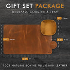 Elizo Real Leather Desk Mat Set Large Desk Cover Desk Blotter Protector - Image 2