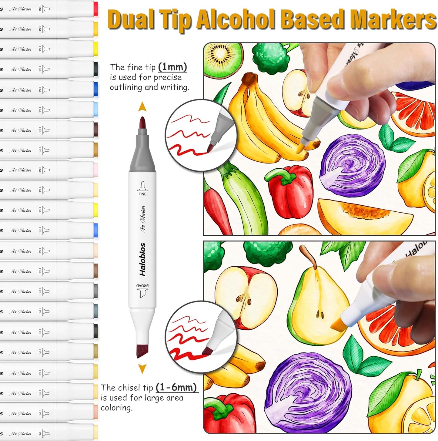 168 Alcohol Markers, Dual Tip Fine & Broad Drawing Markers Alcohol Marker Set with Case, Art Marker for Kids Adults Coloring Artists Drawing Sketching Card Making and Illustration