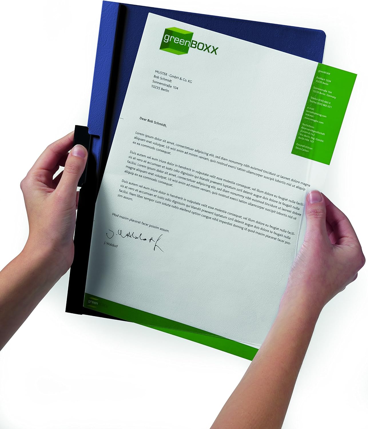 Durable Report Cover with DURACLIP Letter-Size 8.5" x 11" Inches - Holds Up to 60 Pages - Clear Cover and Dark Blue Border - Box of 25
