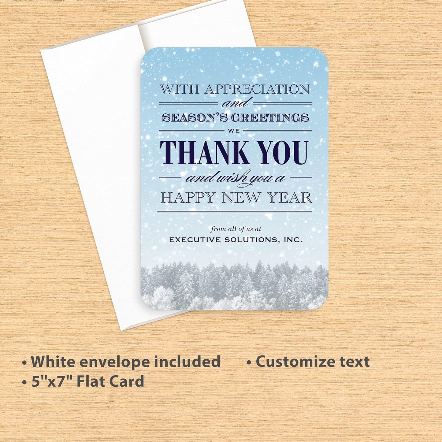 Let's Make Memories Personalized Business Christmas Cards with Envelopes - Premium Quality - 5x7-2025 Holiday Cards & White Envelopes - Snowy Skies - 15 ct