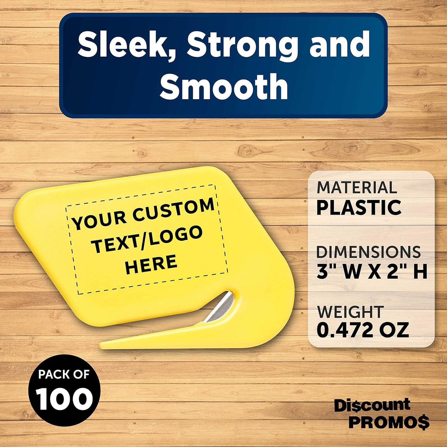 Custom Translucent Plastic Letter Openers Set of 100, Personalized Bulk Pack - Perfect for Home or Office - Yellow