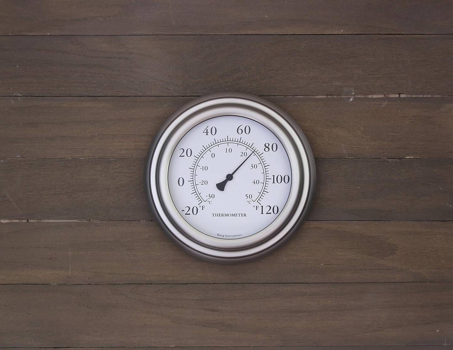 8" Satin Nickel Finish Decorative Indoor/Outdoor Thermometer