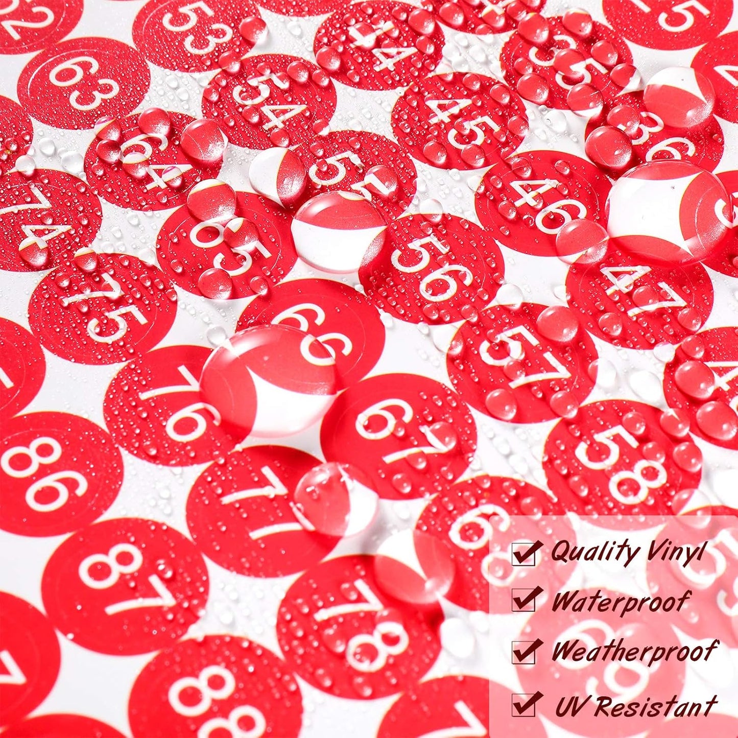 25 Sheets 1 to 100 Vinyl Consecutive Number Stickers 0.4 Inch Small Self-Adhesive Number Labels Waterproof Inventory Stickers Decal for Indoor, Outdoor, Storage, Classification, Box and Locker (Red)