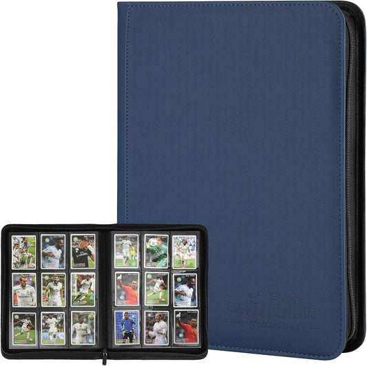 9 Pockets Card Binder,Premium Zip Trading Card Binder,540 Double Sided Pocket PU Collection Binder, Collector Album, Card Folder for MTG, TCG, Business Cards.(Blue)