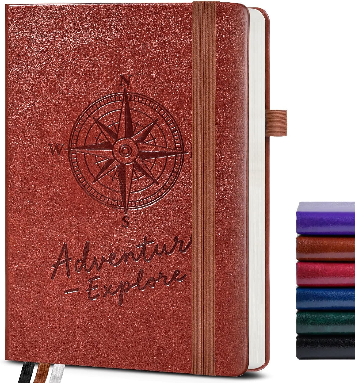 Graph Notebook for Women Men, 160 Pages Grid Paper Journal, A5 Hardcover Vintage Leather Graphing Notebooks for School, Work, College Ruled, Inner Pocket, 5.8"x8.5" (Brown)