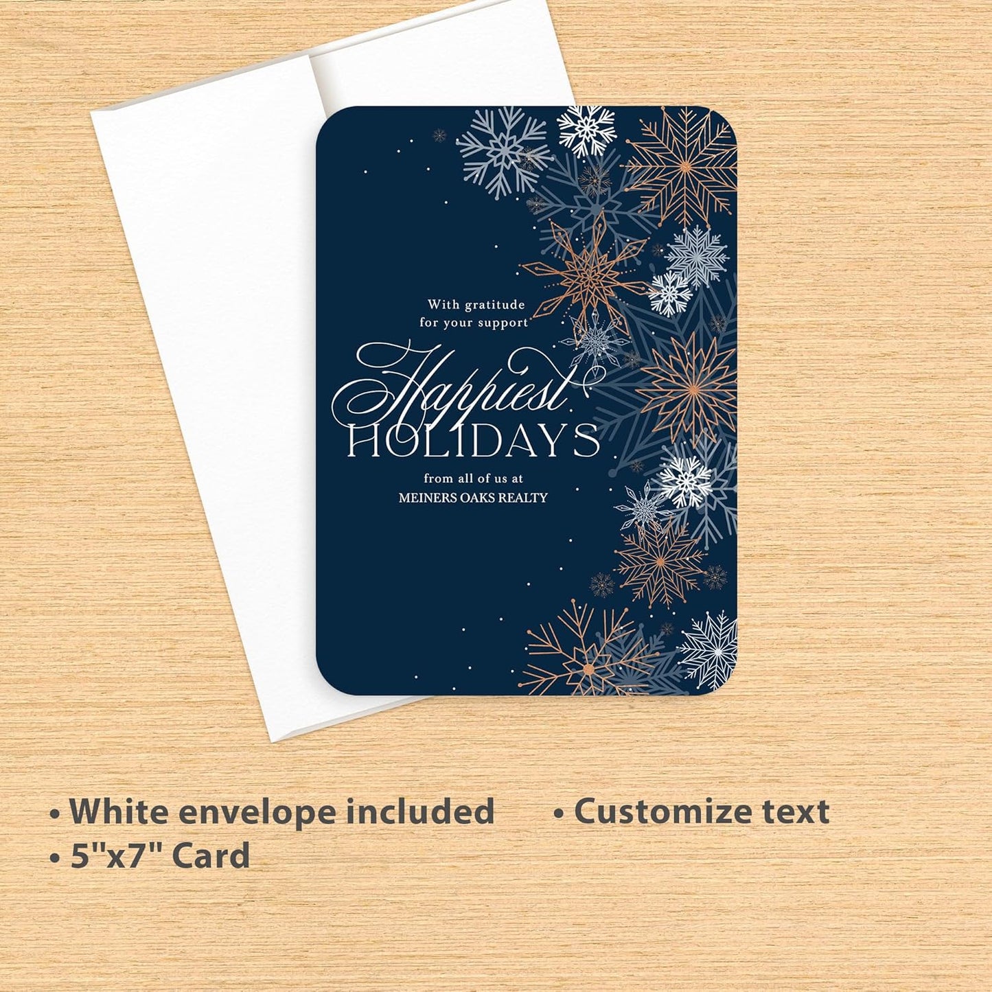 Let's Make Memories Personalized Business Christmas Cards with Envelopes - Premium Quality - 5x7-2025 Holiday Cards & White Envelopes - Shining Snowflakes - 125 ct