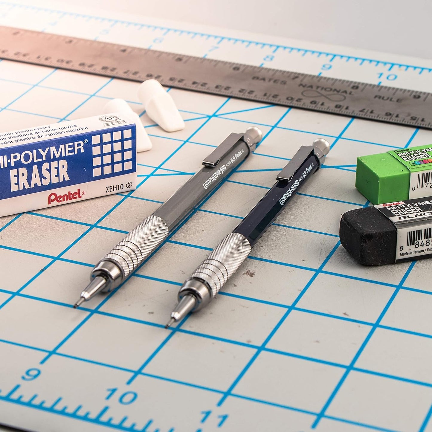 Pentel GraphGear 500 Mechanical Drafting Pencil, (0.5mm), Fine Line, Black Barrel, Pack of 4 (PG525BP4A)