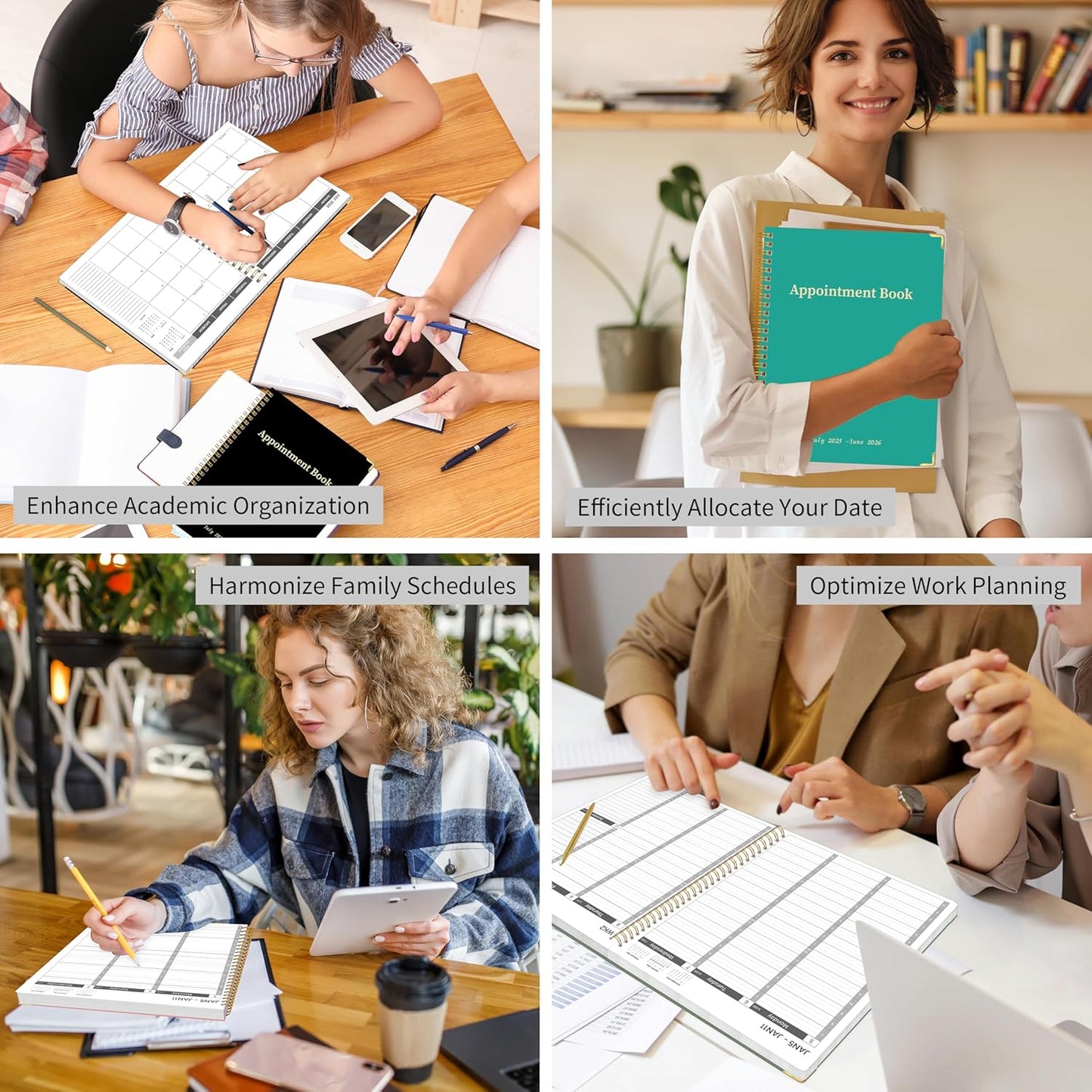 Appointment Book/Planner 2025-2026 - Daily Hourly Schedule Planner from 7am - 10 pm, Weekly & Monthly Hourly Appointment Book Calendar from July 2025 - June 2026, 9" x 11"-Green