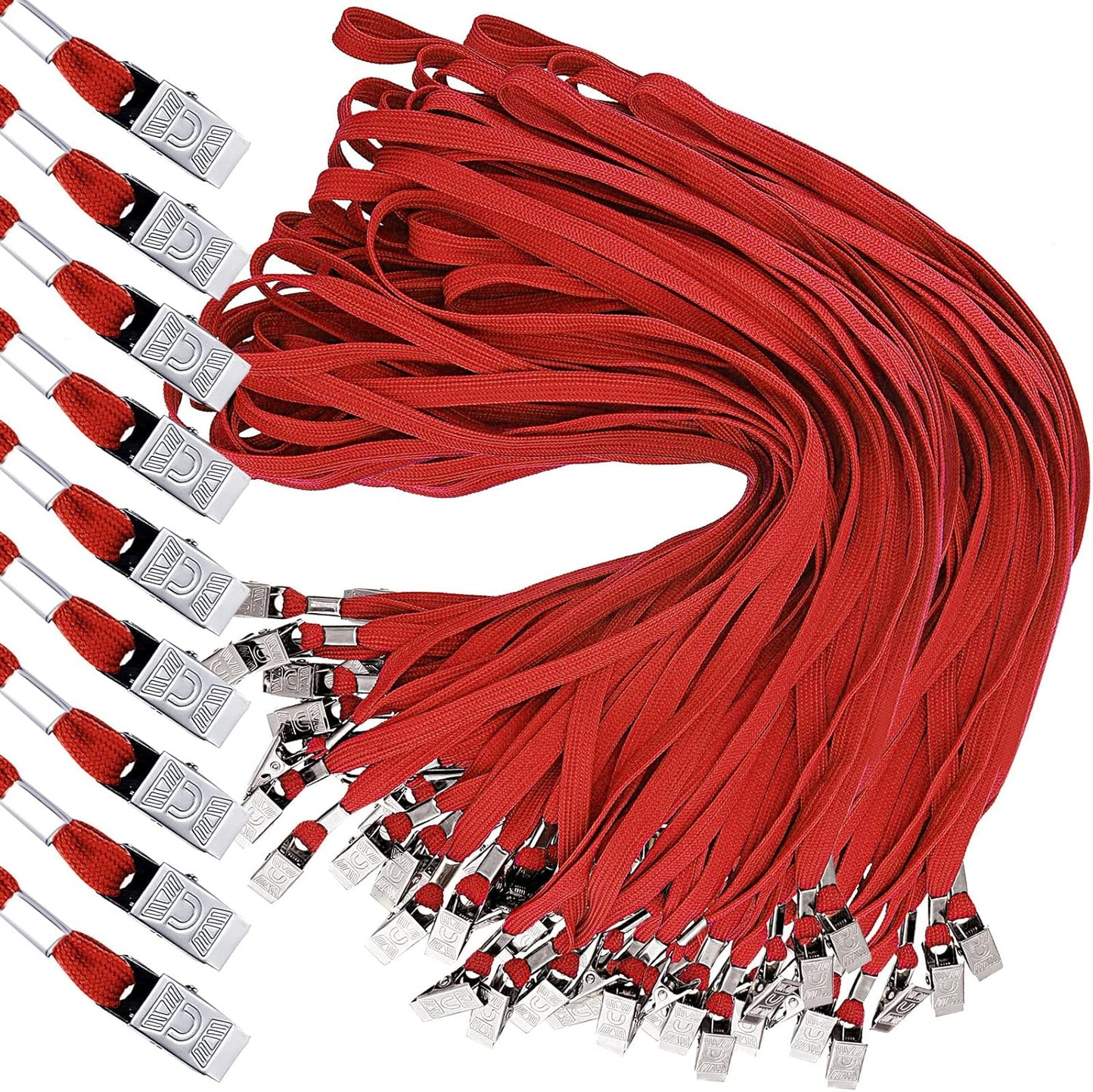 Hoolerry 300 Pcs Lanyards Clips Bulk for ID Name Badge Holder Lanyards Flat with Swivel Hook for Office School(Red)