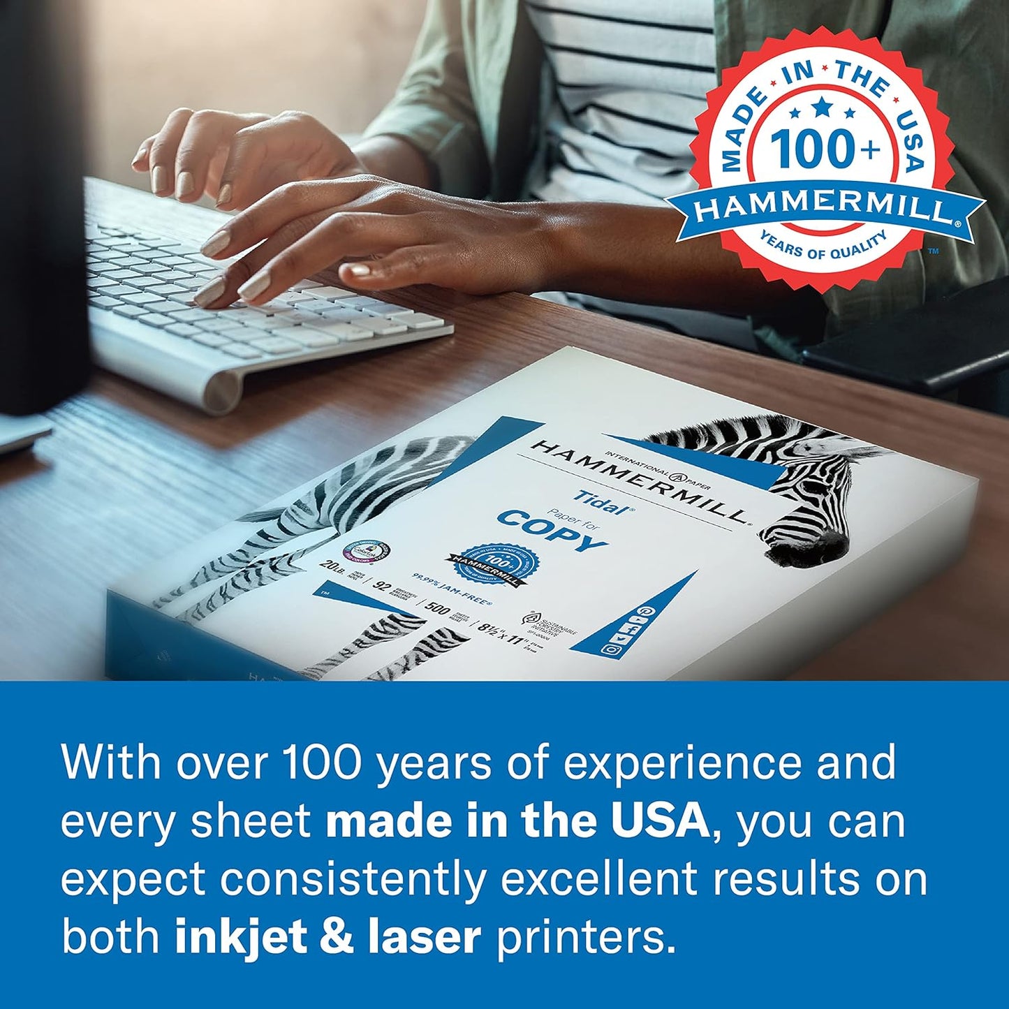 Hammermill Glossy Paper, Laser Gloss Copy Paper, 8.5 x 11 - 8 Pack (2,400 Sheets) - 94 Bright, Made in the USA Glossy Printer Paper, 163110C