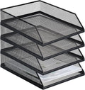 Hicarer 4 Pcs Black Metal Letter Tray Stackable Desk Tray Single Wire Mesh by Hicarer