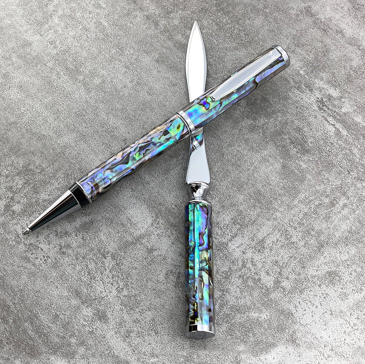 LACHIEVA LUX Luxury Abalone Shell Ballpoint Pen & Letter Opener Set, Elegant Gift for Men & Women, Great for Christmas and Special Occasions